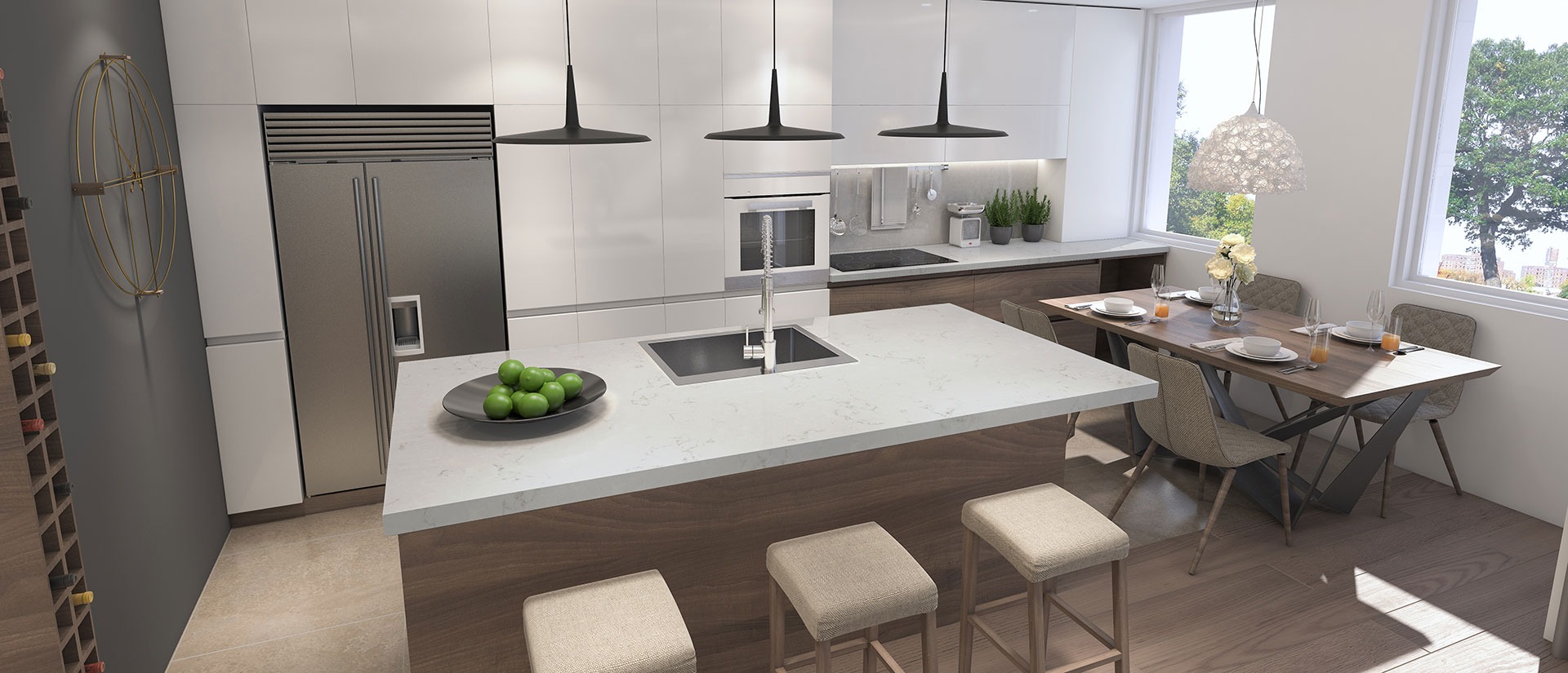 Carrara Breve quartz slab